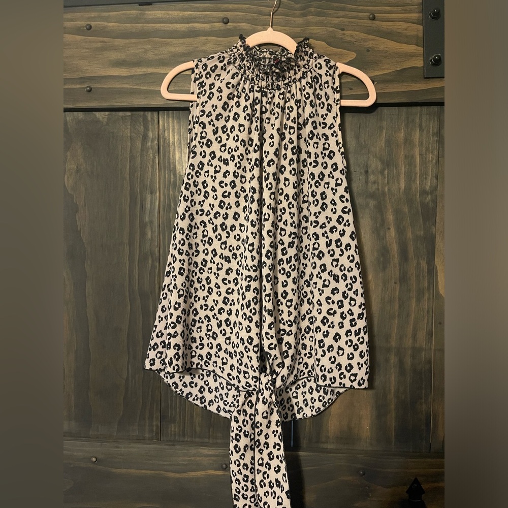 Animal Print Shirt with Tie front